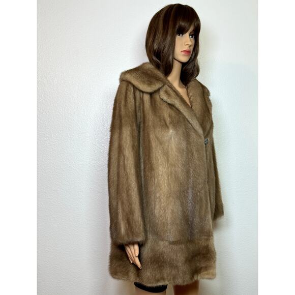 VINTAGE Lepp & Company Women's Size L Golden Brown Mink Stroller Coat - Picture 8 of 12
